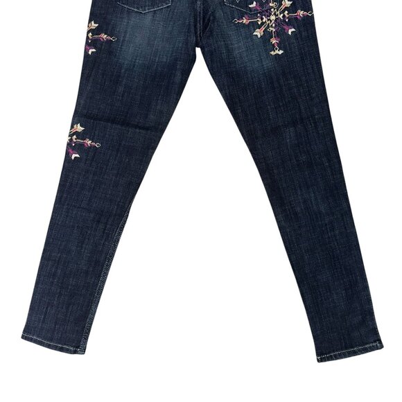 Wrangler Juniors Skinny Jeans 7 30 Aztec Embroidered Dark Wash Pockets Blue - Picture 7 of 8